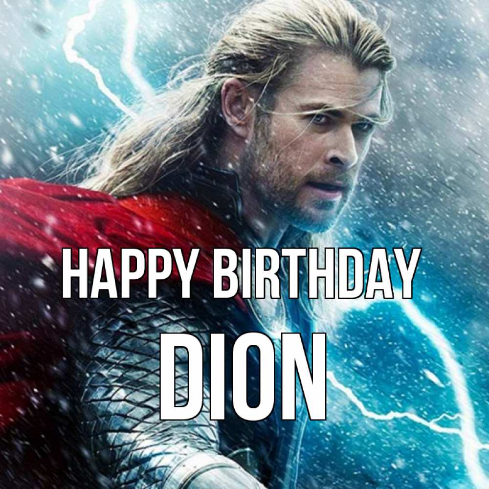 Greetings card с именем, Dion Happy Birthday марвел боги Greetings with text for free download 