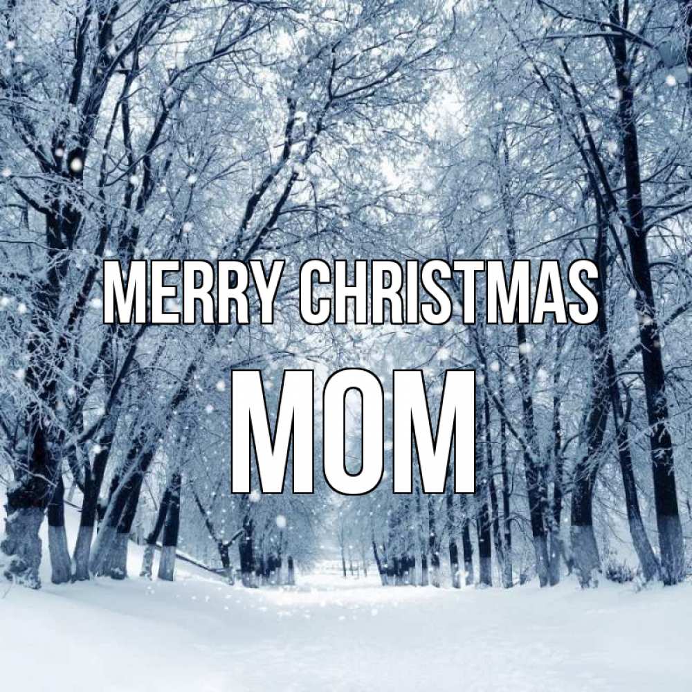Greetings card с именем, mom Merry Christmas снег, лес, парк Greetings with text for free download 