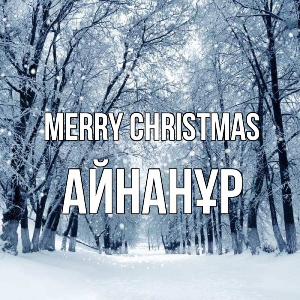 Greetings card с именем, Айнанұр Merry Christmas снег, лес, парк Greetings with text for free download 