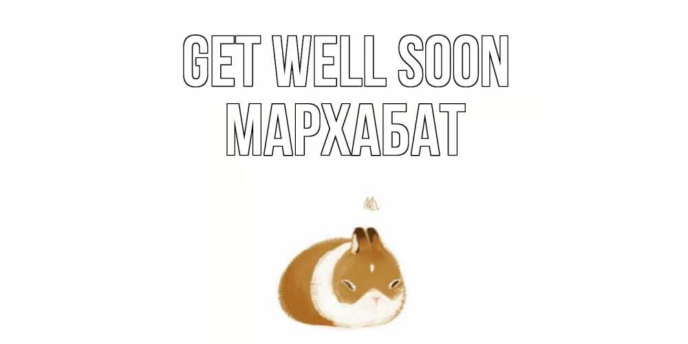 Greetings card с именем, МАРХАБАТ Get well soon морская свинка на открытке с пожеланиями не болеть Greetings with text for free download 