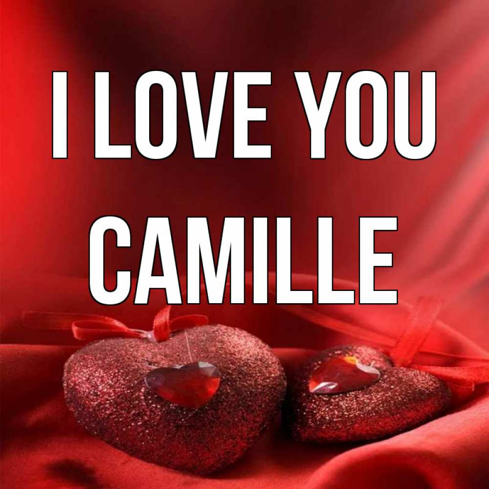 Greetings card с именем, Camille I love you с лентами Greetings with text for free download 