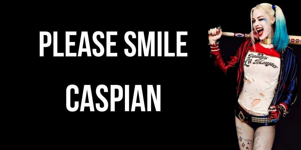 Greetings card с именем, Caspian Please smile пожелания быть позитивным Greetings with text for free download 