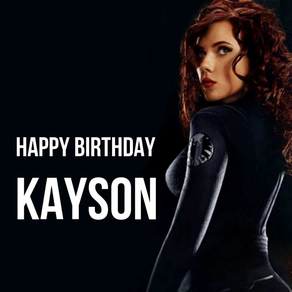 Greetings card с именем, Kayson Happy Birthday Марвел черная вдова Greetings with text for free download 