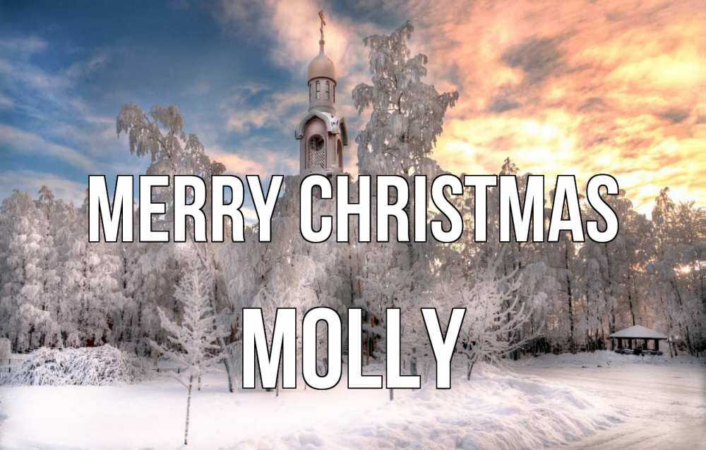 Greetings card с именем, Molly Merry Christmas лес, зима 2 Greetings with text for free download 