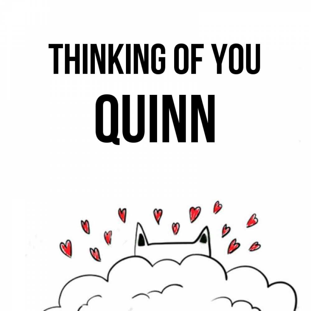 Greetings card с именем, Quinn Thinking of you кот за облаком Greetings with text for free download 