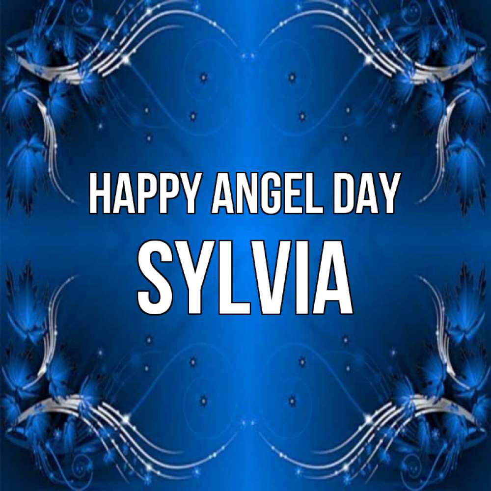 Greetings card с именем, Sylvia happy angel day красивая рамочка с узорами Greetings with text for free download 