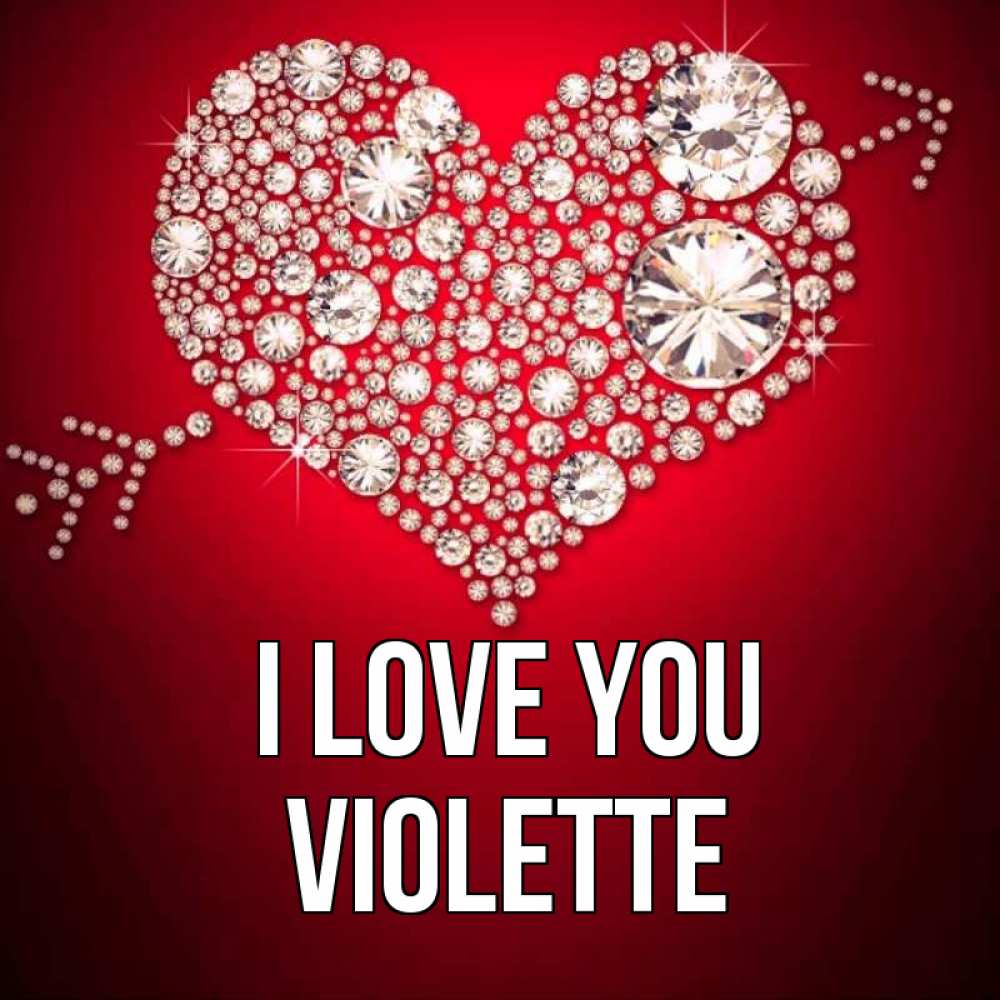 Greetings card с именем, Violette I love you стрела купидона Greetings with text for free download 