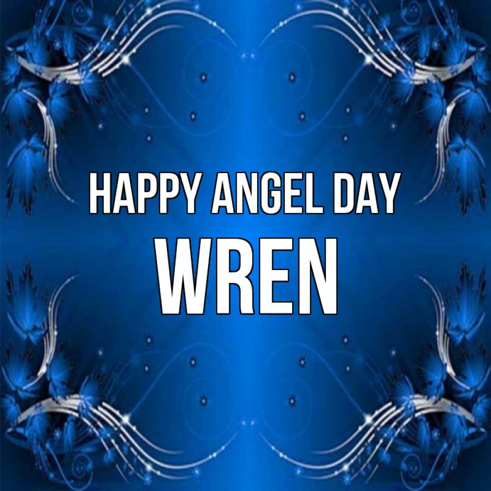 Greetings card с именем, Wren happy angel day красивая рамочка с узорами Greetings with text for free download 