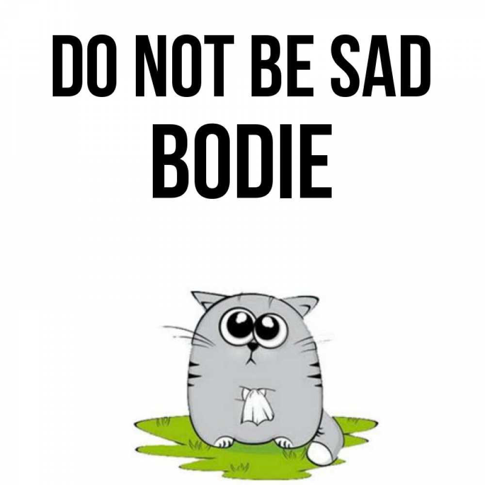 Greetings card с именем, Bodie Do not be sad грустный котяра Greetings with text for free download 