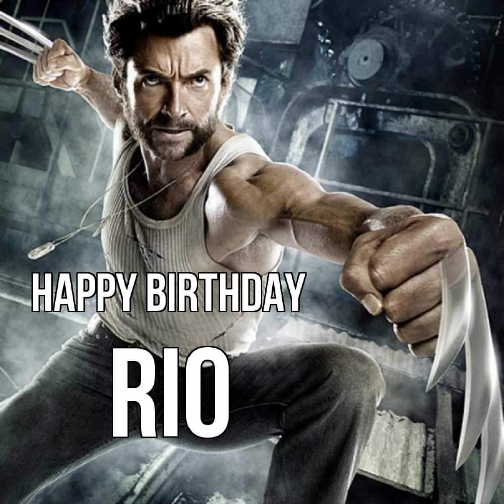 Greetings card с именем, Rio Happy Birthday супергерой в ярости Greetings with text for free download 