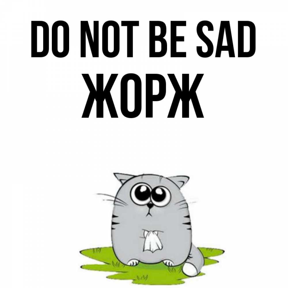Greetings card с именем, Жорж Do not be sad грустный котяра Greetings with text for free download 