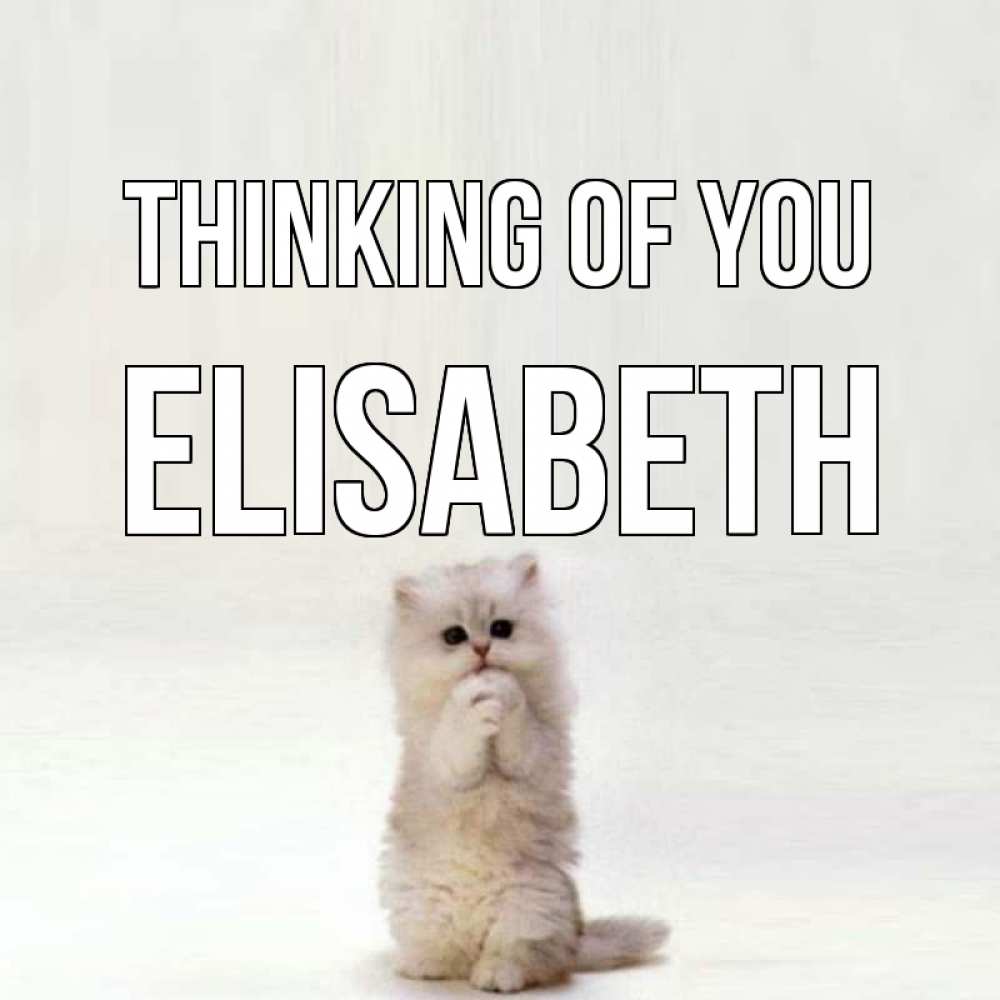 Greetings card с именем, Elisabeth Thinking of you кот стоит на задних лапах Greetings with text for free download 