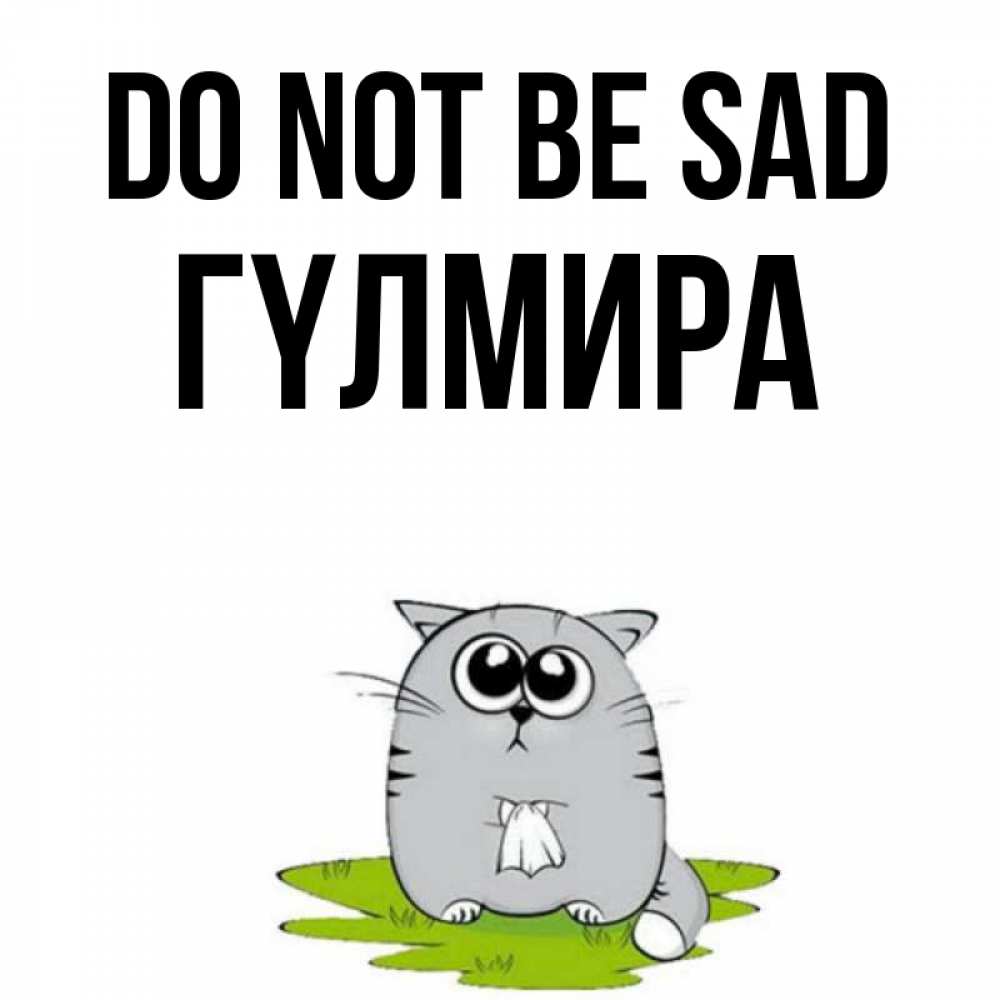 Greetings card с именем, ГҮЛМИРА Do not be sad грустный котяра Greetings with text for free download 