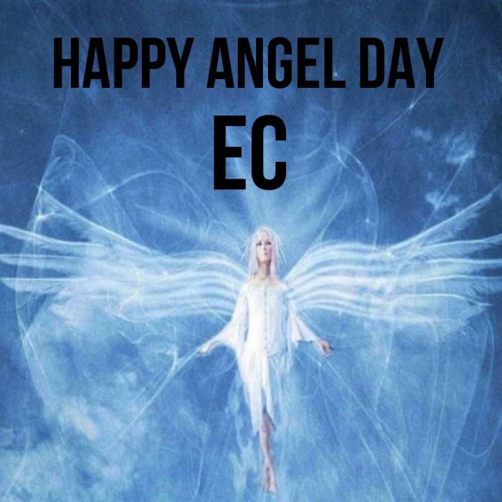 Greetings card с именем, Ес happy angel day голубой фон и крылья как у стрекозы Greetings with text for free download 
