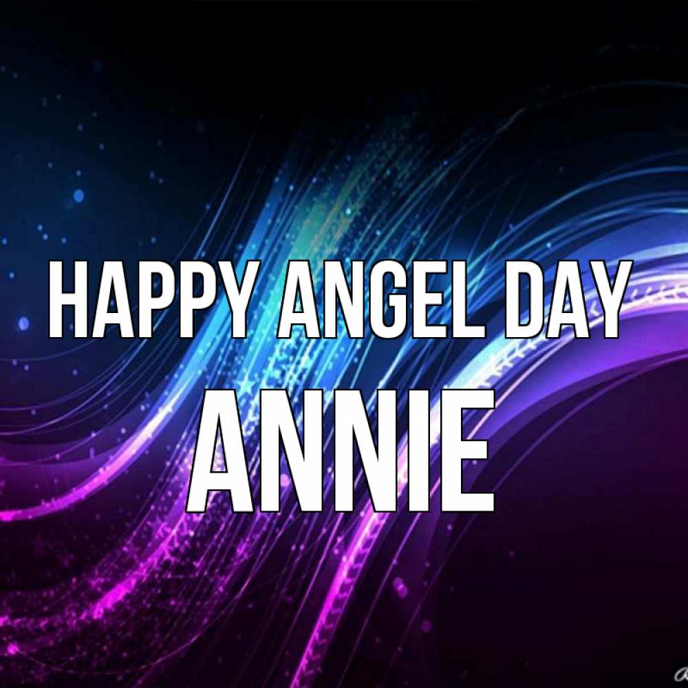 Greetings card с именем, Annie happy angel day фиолетовый фон Greetings with text for free download 