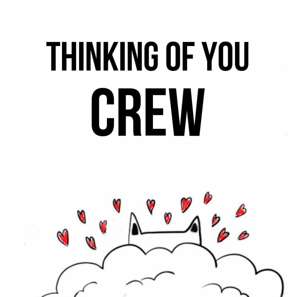 Greetings card с именем, Crew Thinking of you кот за облаком Greetings with text for free download 