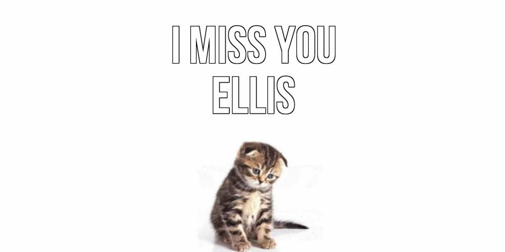 Greetings card с именем, Ellis I miss you кот Greetings with text for free download 