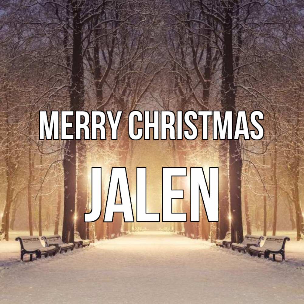 Greetings card с именем, Jalen Merry Christmas зима, парк, фонарь, лес Greetings with text for free download 