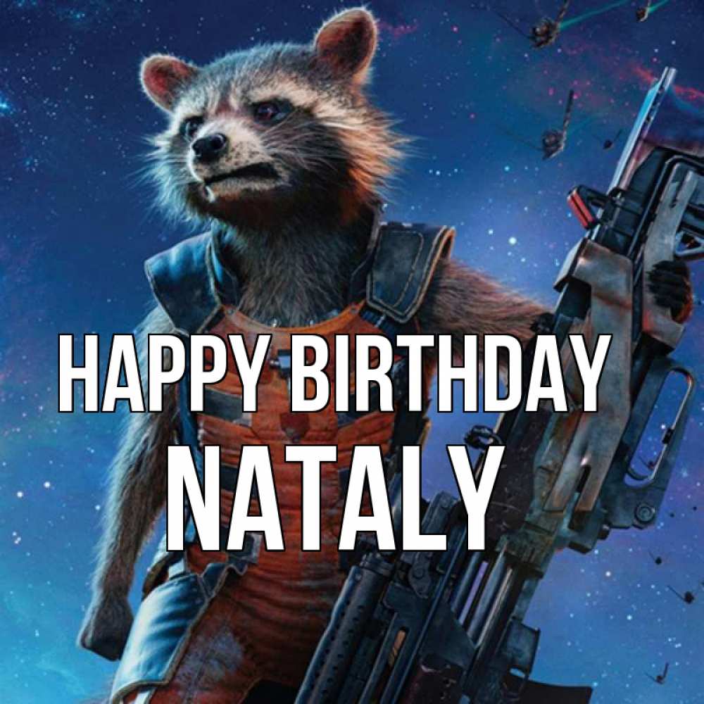 Greetings card с именем, Nataly Happy Birthday реактивный Рокета Greetings with text for free download 