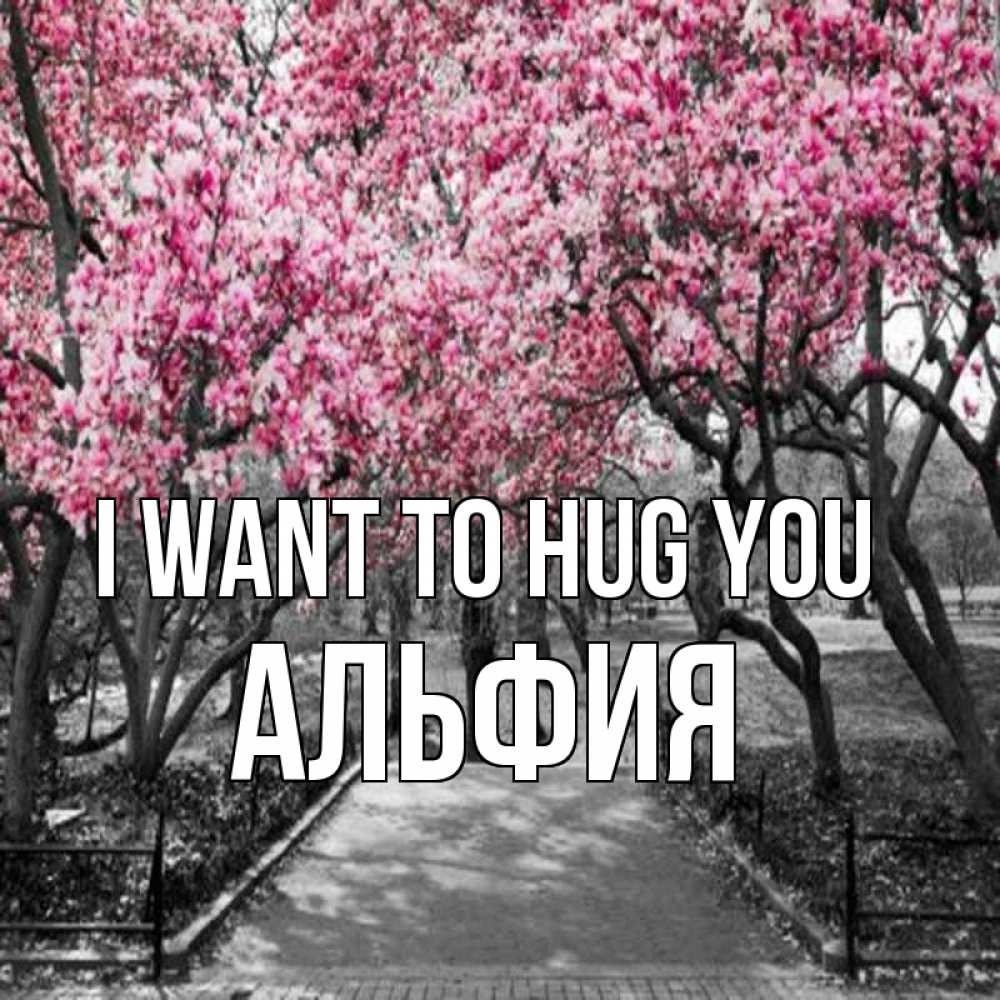 Greetings card с именем, Альфия I want to hug you обработанное фото Greetings with text for free download 