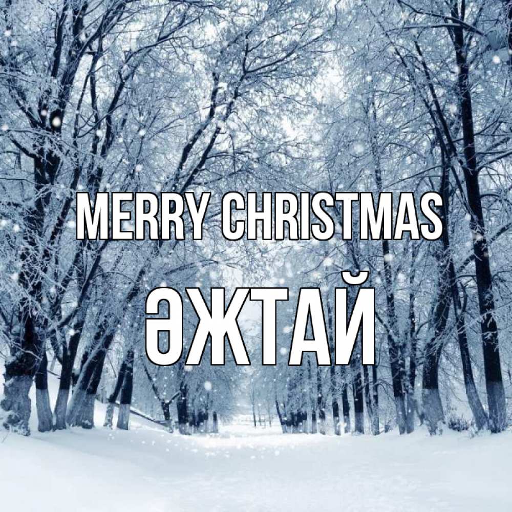 Greetings card с именем, Әжтай Merry Christmas снег, лес, парк Greetings with text for free download 