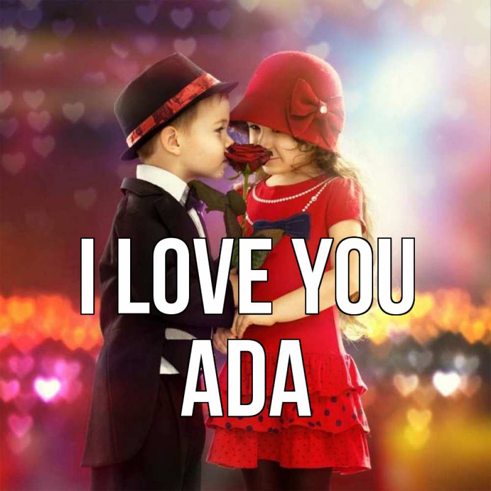 Greetings card с именем, Ada I love you черное и красное и роза Greetings with text for free download 