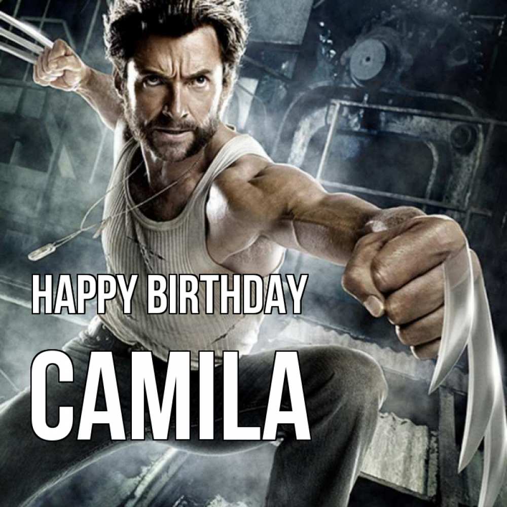 Greetings card с именем, Camila Happy Birthday супергерой в ярости Greetings with text for free download 