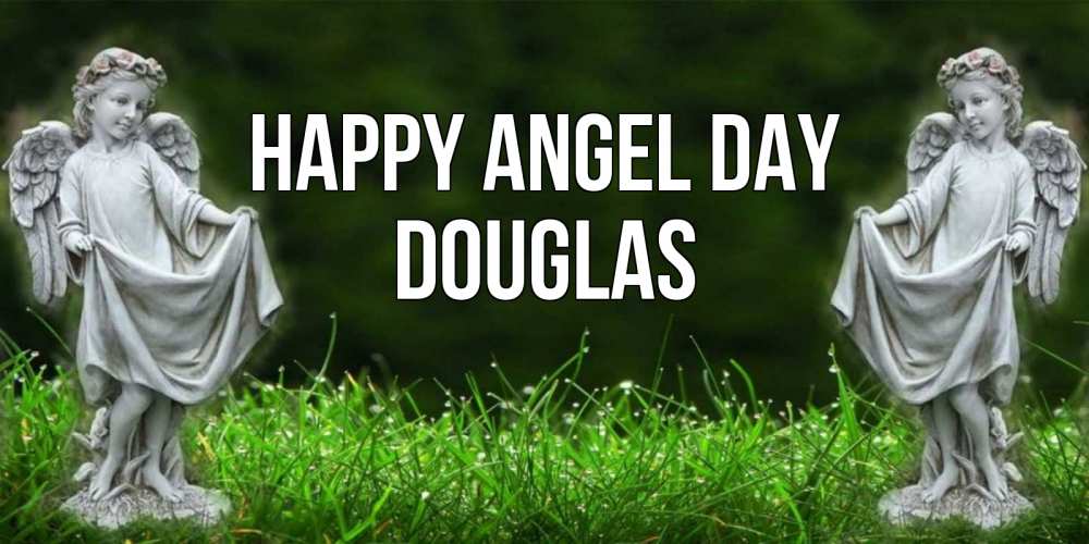 Greetings card с именем, Douglas happy angel day небо, ангел, девушка Greetings with text for free download 