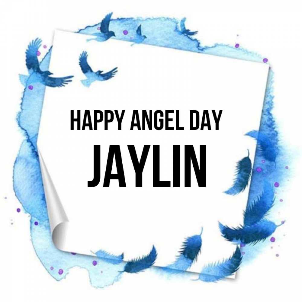 Greetings card с именем, Jaylin happy angel day красивые птицы летят Greetings with text for free download 