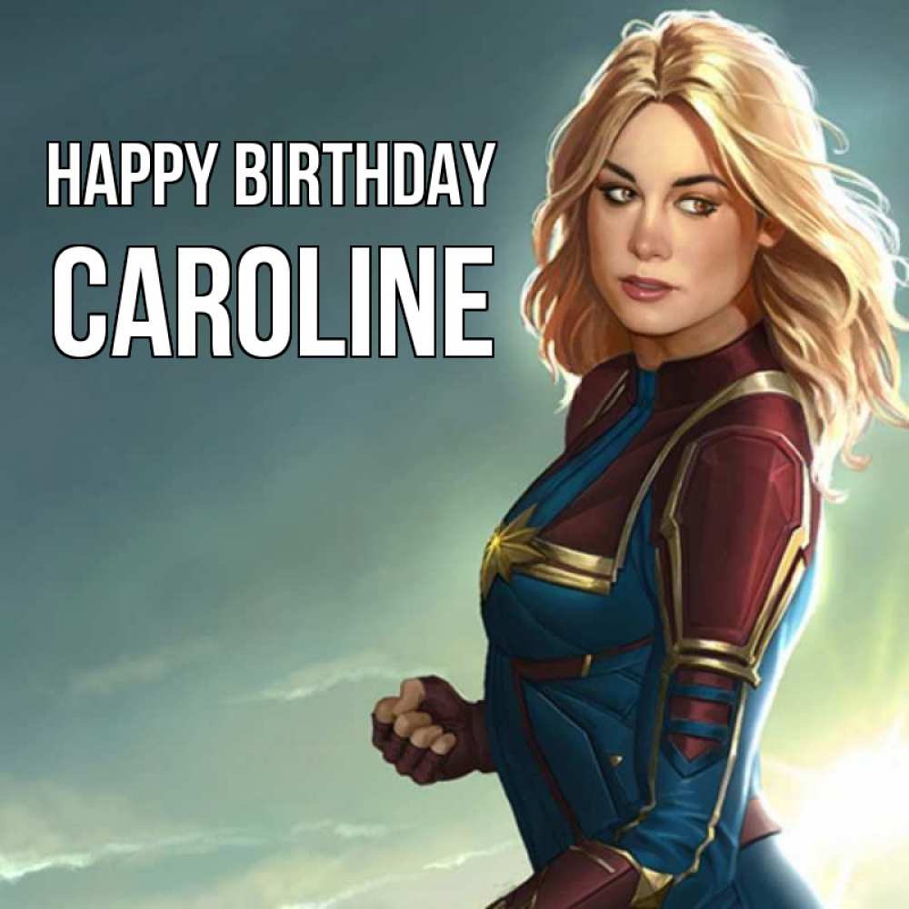 Greetings card с именем, Caroline Happy Birthday холод жара Greetings with text for free download 