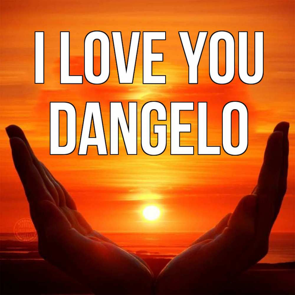 Greetings card с именем, Dangelo I love you в руках Greetings with text for free download 