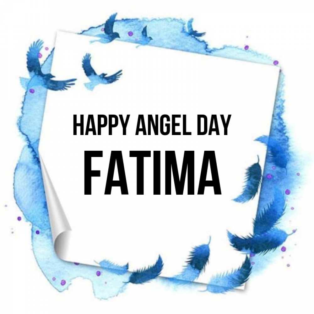 Greetings card с именем, Fatima happy angel day красивые птицы летят Greetings with text for free download 
