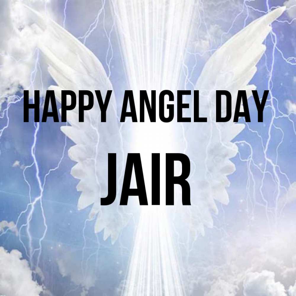 Greetings card с именем, Jair happy angel day молнии на небе и свет Greetings with text for free download 