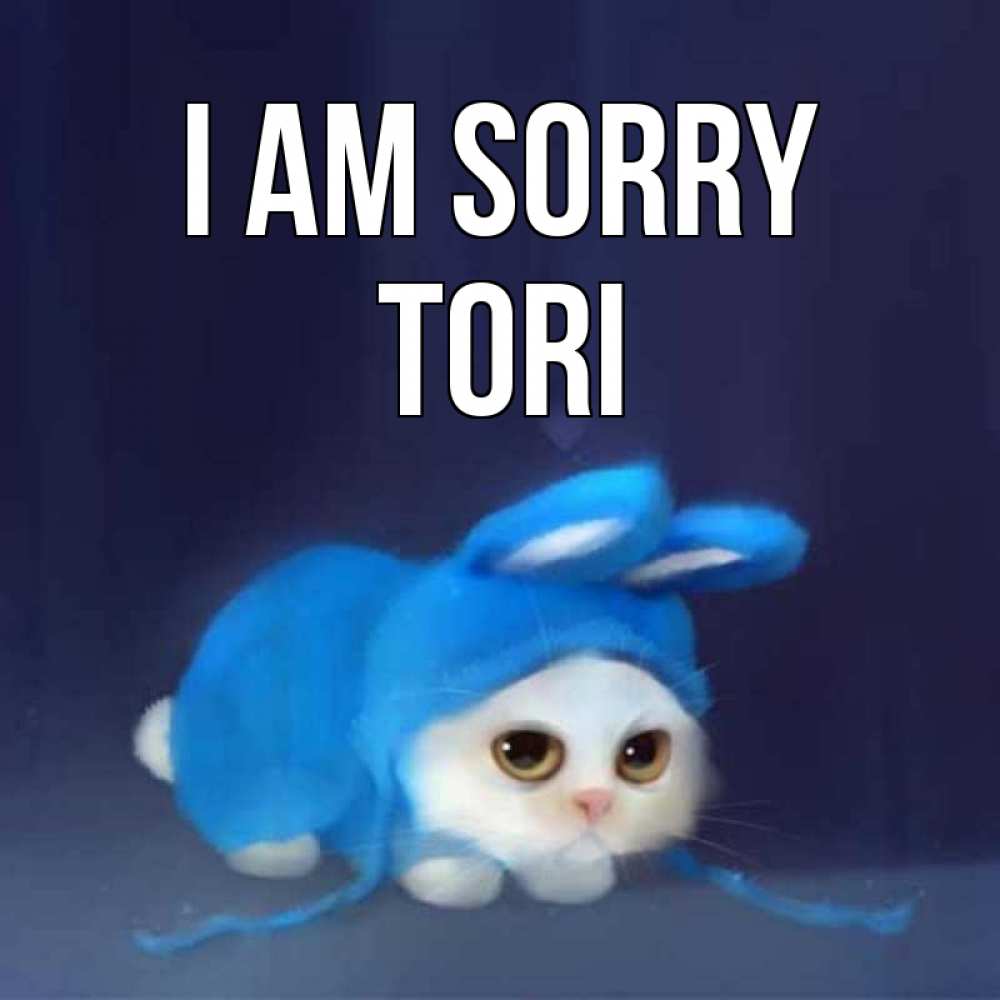 Greetings card с именем, Tori I am sorry невинный котозай просит прощения Greetings with text for free download 