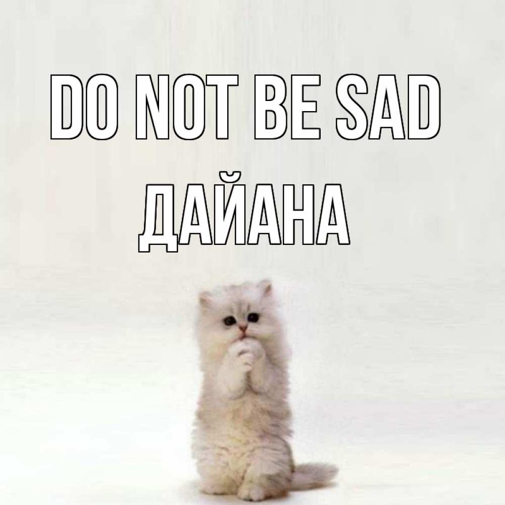 Greetings card с именем, ДАЙАНА Do not be sad грустный кот Greetings with text for free download 