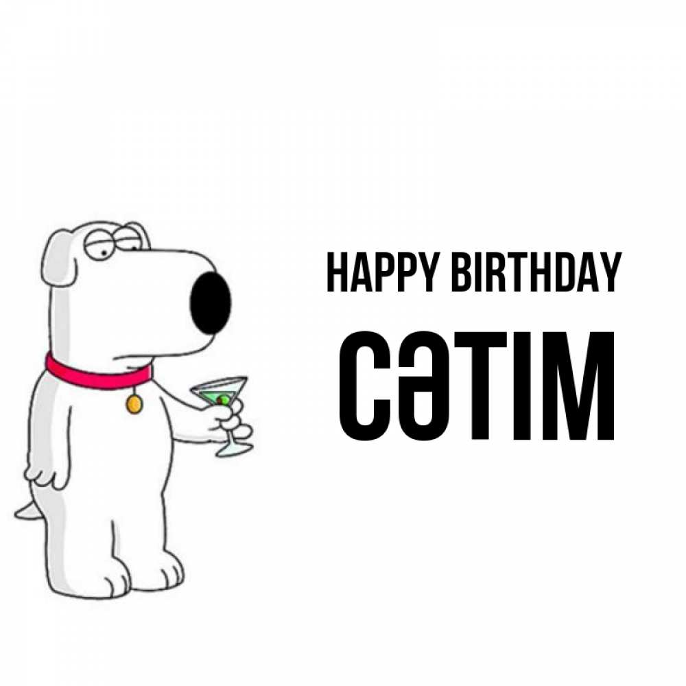 Greetings card с именем, СӘТІМ Happy Birthday песик с оливками Greetings with text for free download 