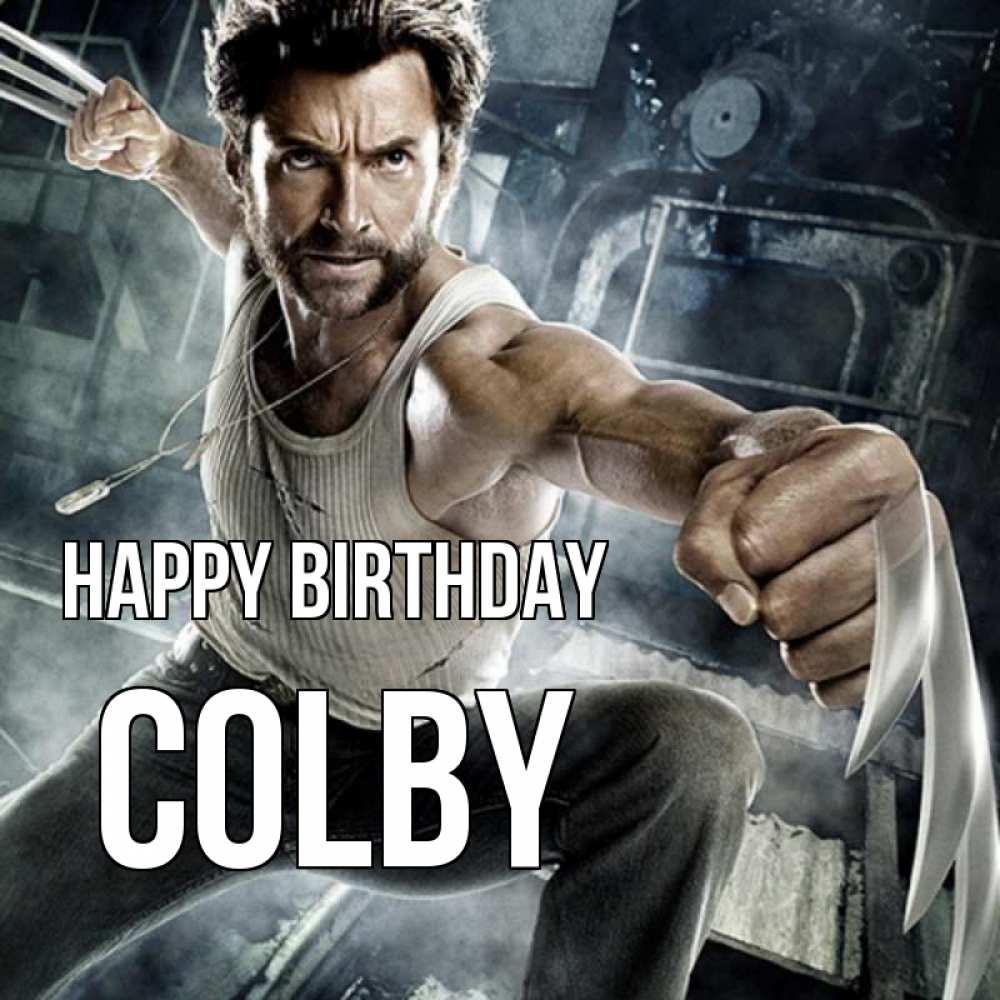 Greetings card с именем, Colby Happy Birthday супергерой в ярости Greetings with text for free download 