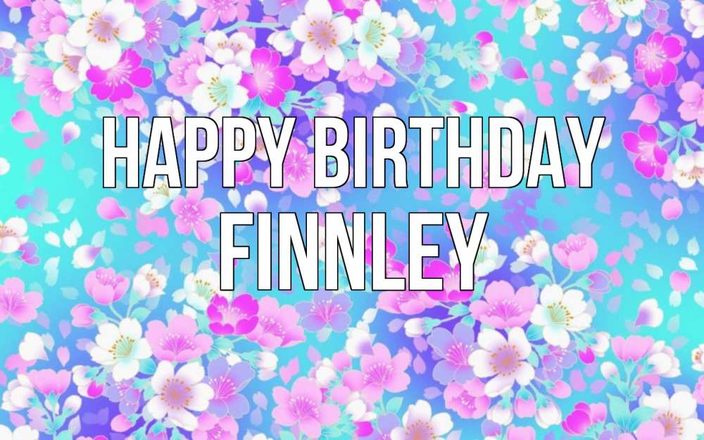 Greetings card с именем, Finnley Happy Birthday открытка с заливкой Greetings with text for free download 