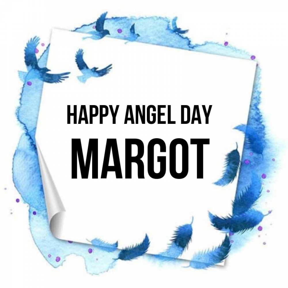 Greetings card с именем, Margot happy angel day красивые птицы летят Greetings with text for free download 