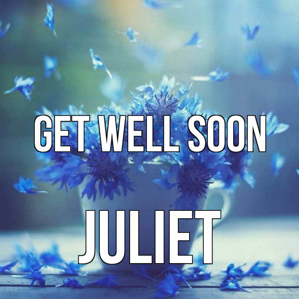 Greetings card с именем, Juliet Get well soon кружка с зельем и цветами Greetings with text for free download 