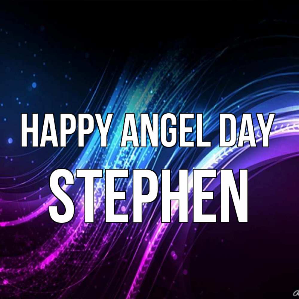 Greetings card с именем, Stephen happy angel day фиолетовый фон Greetings with text for free download 