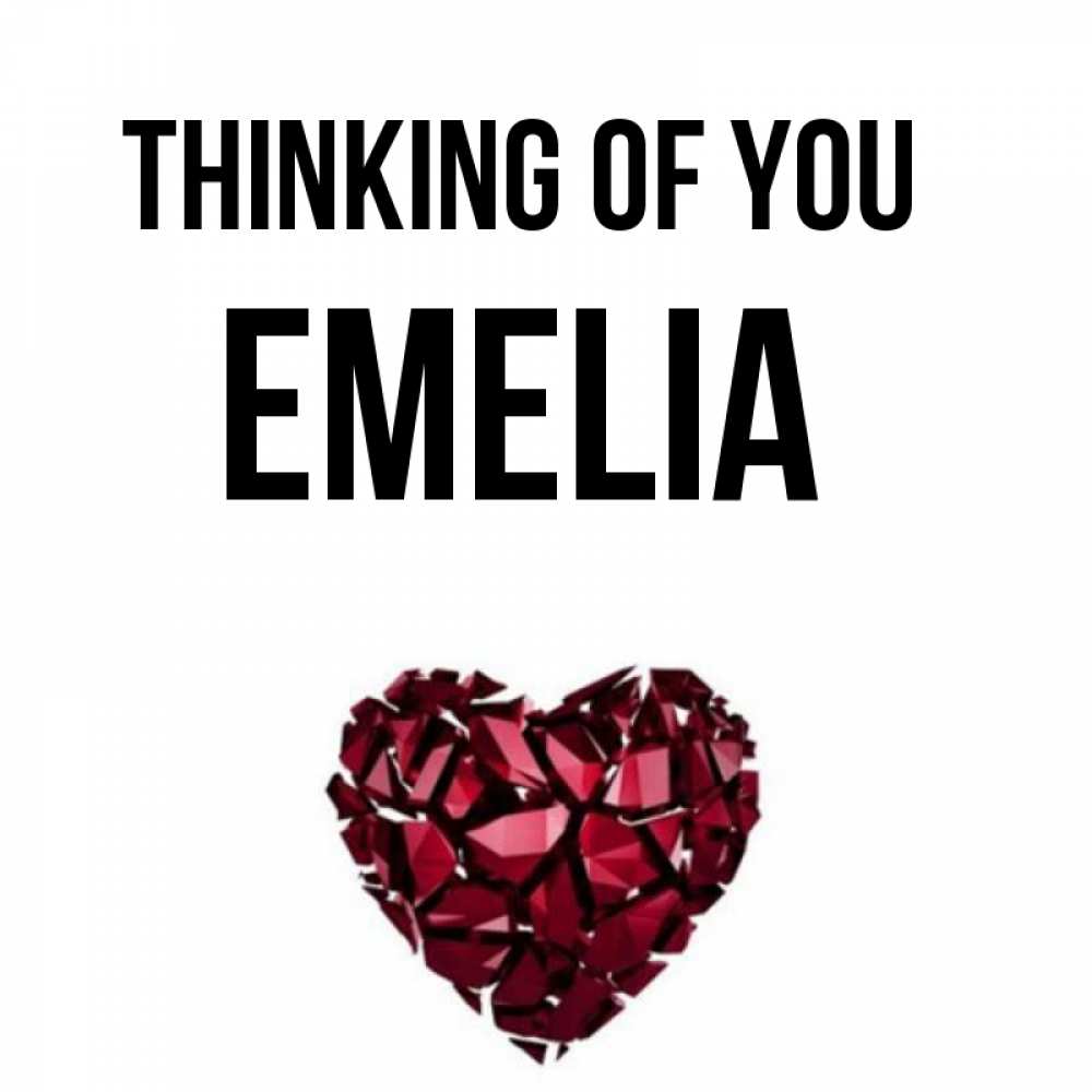 Greetings card с именем, Emelia Thinking of you рубиновое 1 Greetings with text for free download 