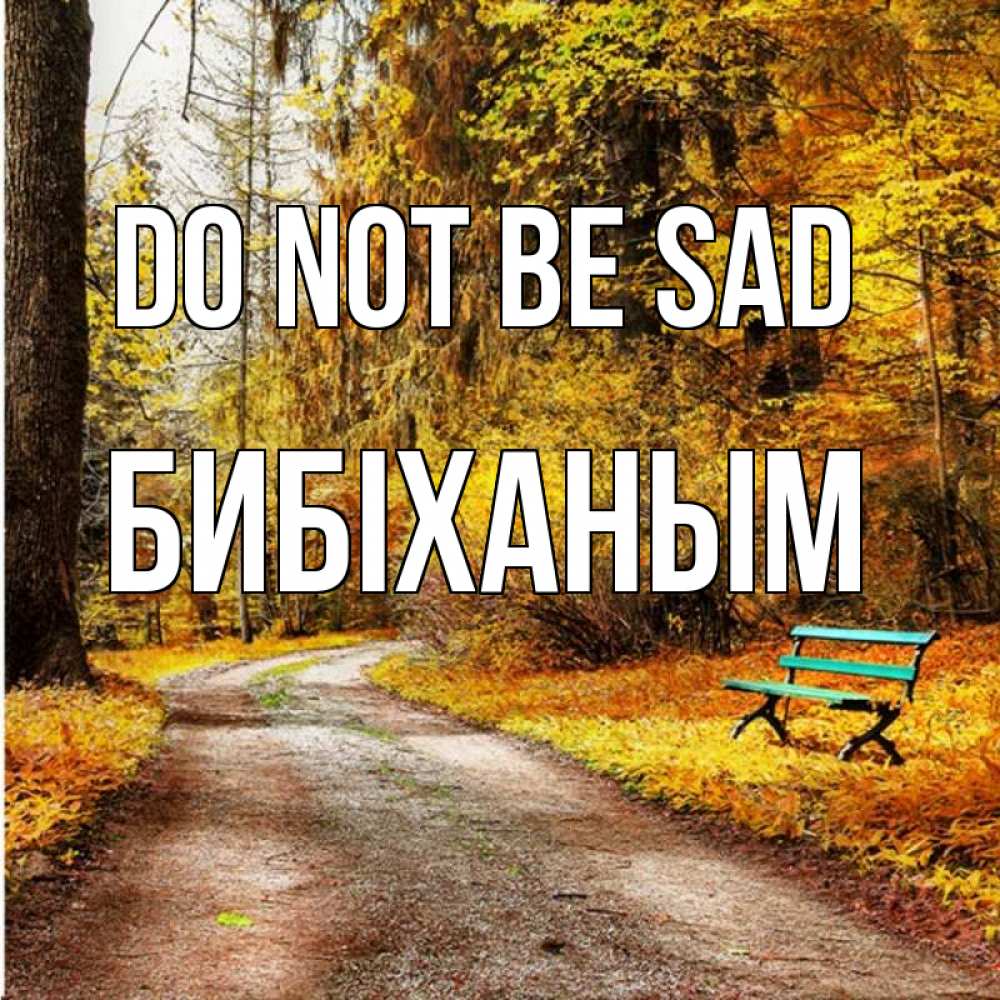 Greetings card с именем, БИБІХАНЫМ Do not be sad зеленая лавочка Greetings with text for free download 