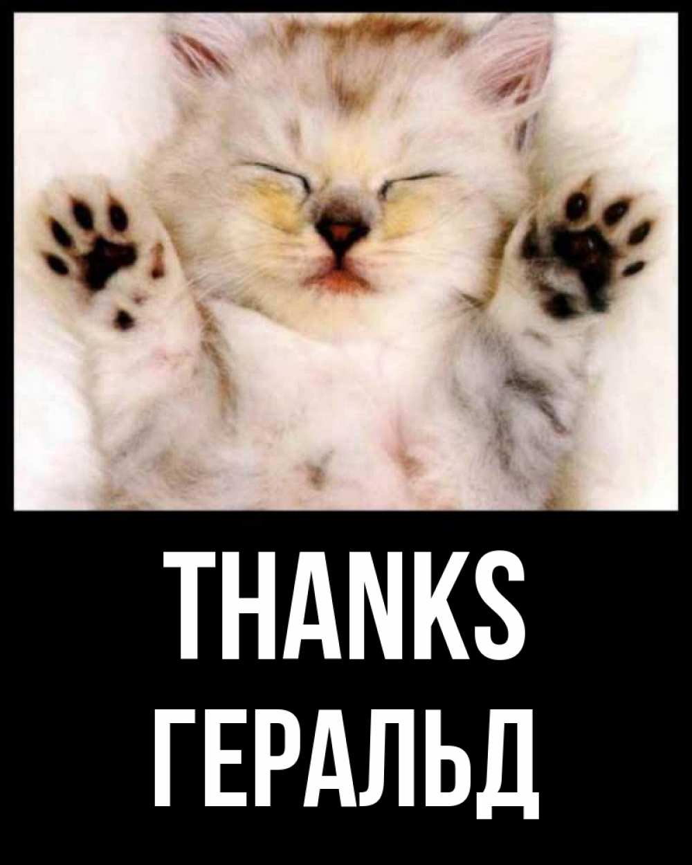 Greetings card с именем, Геральд Thanks маленький котенок Greetings with text for free download 