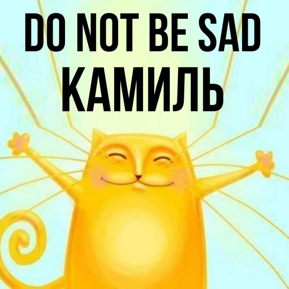 Greetings card с именем, Камиль Do not be sad обнимашки усатые Greetings with text for free download 