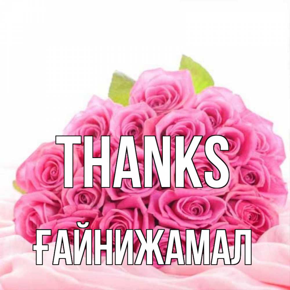 Greetings card с именем, ҒАЙНИЖАМАЛ Thanks розовые розы с подписью Greetings with text for free download 