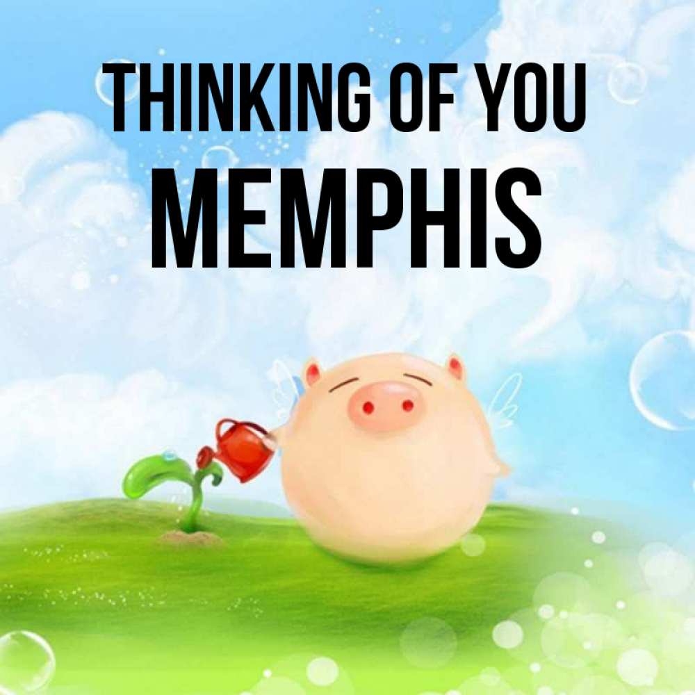 Greetings card с именем, Memphis Thinking of you позитивная свинюшка Greetings with text for free download 