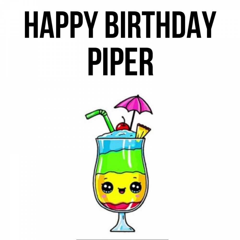 Greetings card с именем, Piper Happy Birthday с зонтиком Greetings with text for free download 