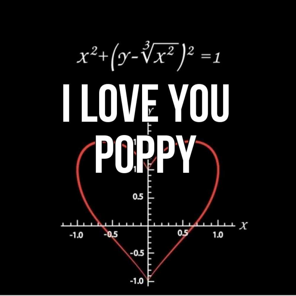 Greetings card с именем, Poppy I love you сердечная формула Greetings with text for free download 