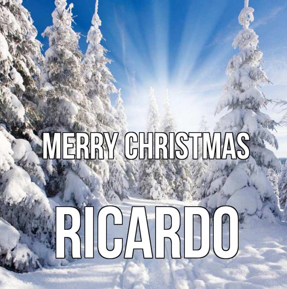 Greetings card с именем, Ricardo Merry Christmas зима, лес Greetings with text for free download 